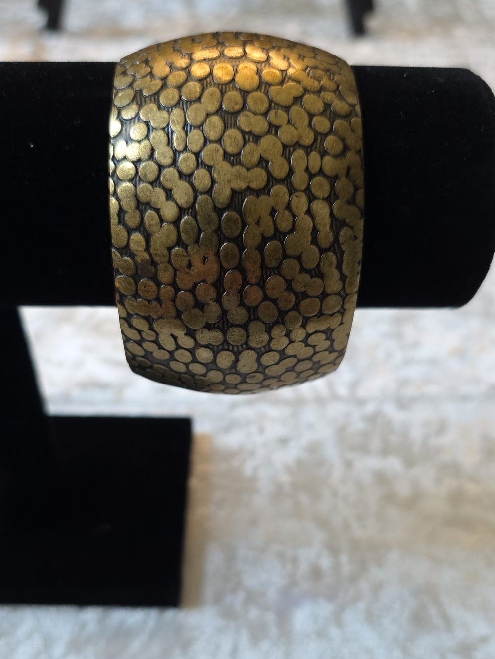 Bold Vintage Hammered Gold-Tone Wide Cuff Boho Bracelet